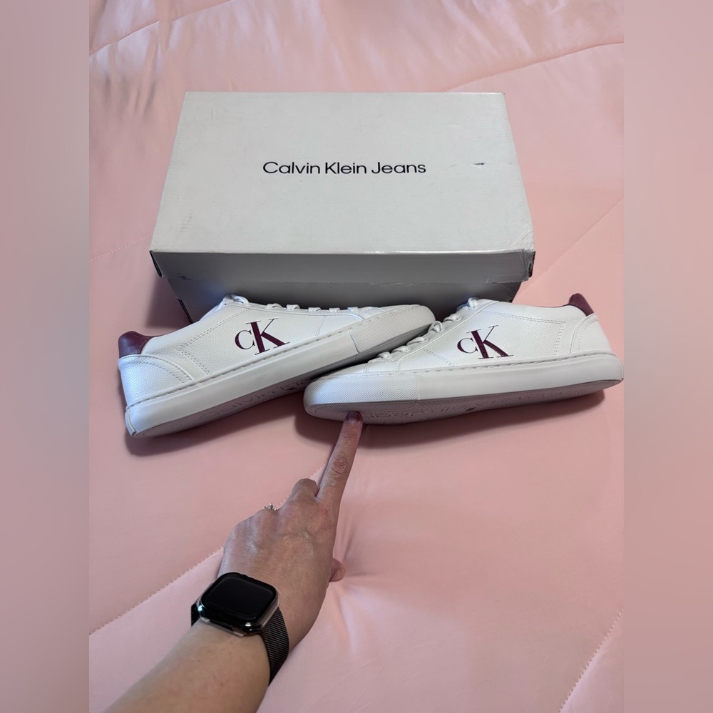Calvin Klein Jeans White and Red Sneakers - Picture 3 of 6